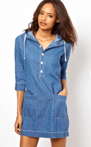 White Chocolate Hooded Chambray Dress